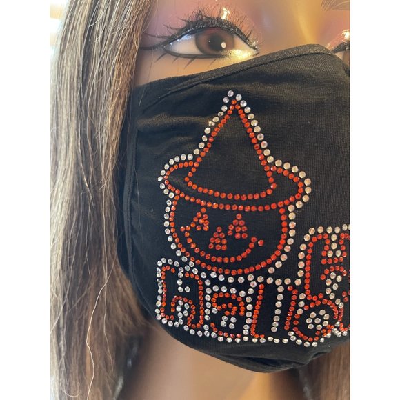 Happy Halloween Bling Rhinestone Filter Face Mask - Picture 9 of 10